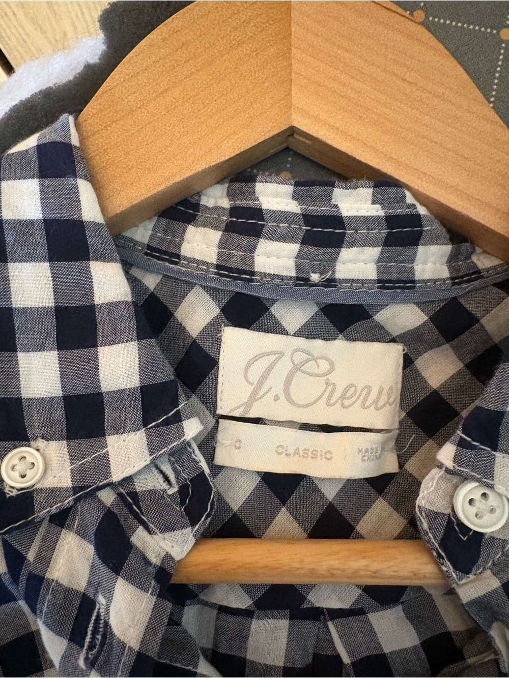 J. Crew Navy and White Gingham Button-Down Shirt - Picture 3 of 5